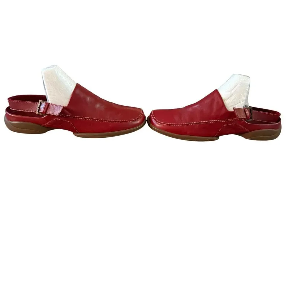 Ecco Men’s/Unisex Red Leather Clogs with Heel Strap Size 5.5 Men’s/8 Women’s